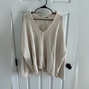 Free People Cream V-Neck Women's Sweater